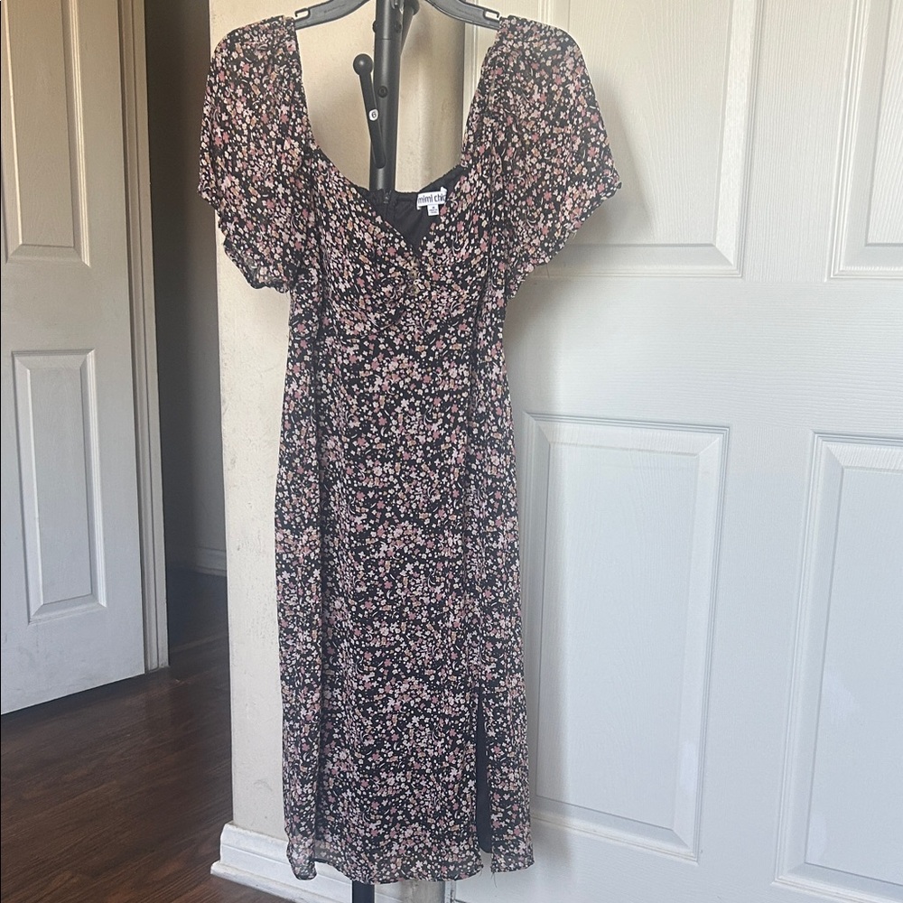 Mimi Chica Black and Pink Floral Dress